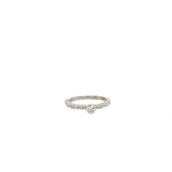 Aspen Stack Ring in White Gold with White Diamond.