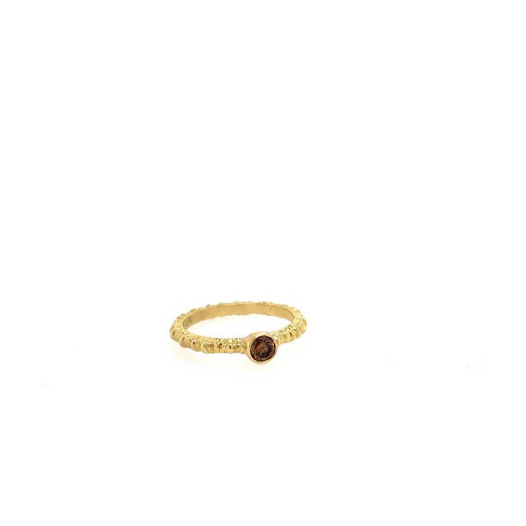 Aspen Stack Ring in Yellow Gold with 1/4 Carat Cognac Diamond