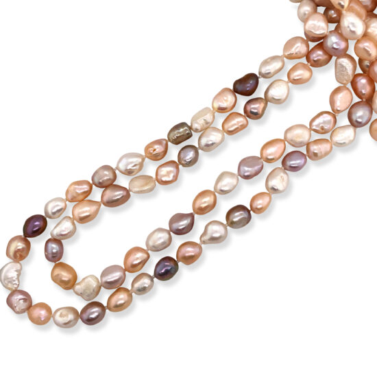 60" shades of pink pearl strand necklace