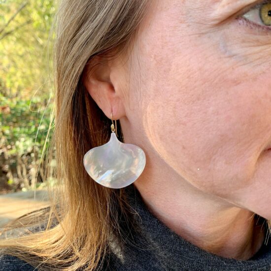 mother of pearl leaf earrings