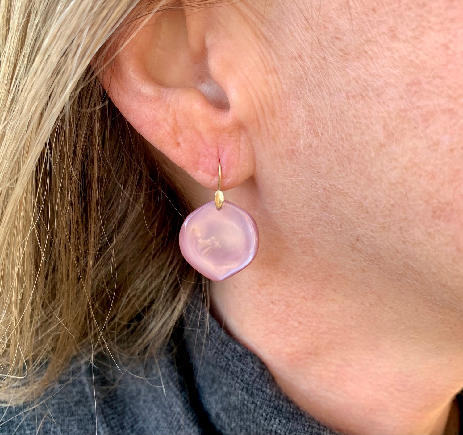 mother of pearl pink petal earrings