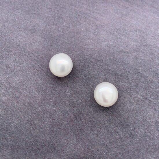 white freshwater pearl studs sterling silver 9.5mm