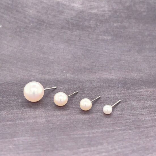 Fine Quality White Freshwater Pearl Studs on 14k white gold posts