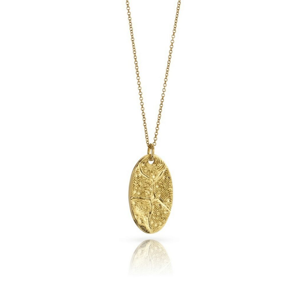 Oval 18K Gold fingerprint pendant