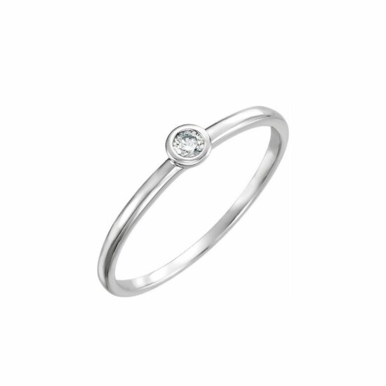Diamond Dot Bezel-Set Solitaire Ring