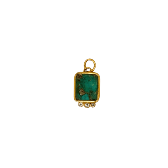 diamond square turquoise pendant