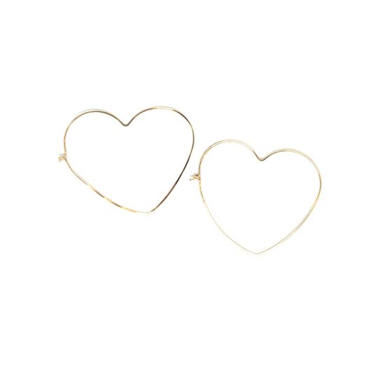 14k yellow gold heart hoop earrings
