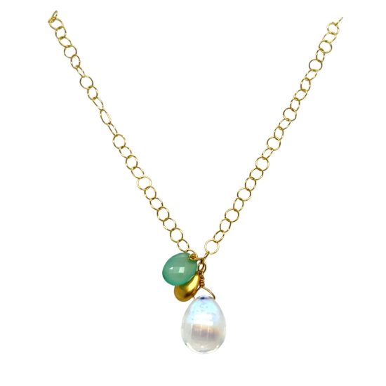 18k Gold Necklace with Multi-Stone Charms