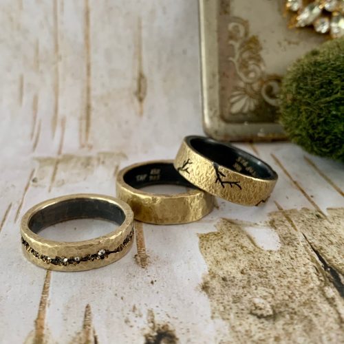 3 gold designer men's bands rings